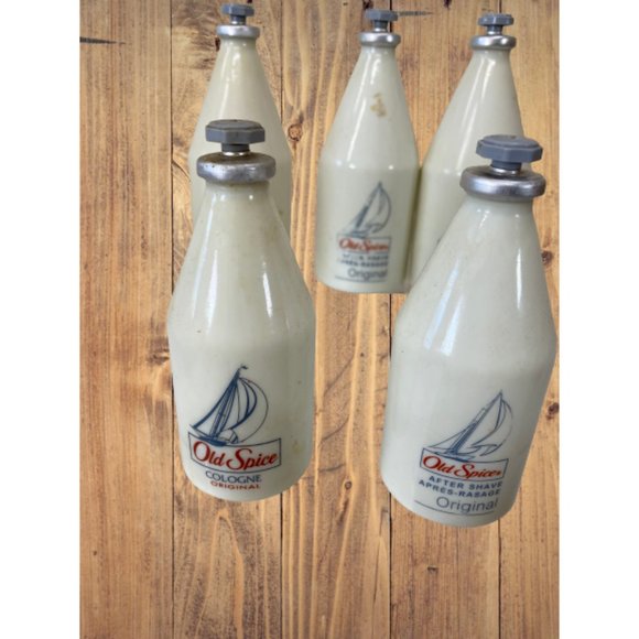 Old Spice Milk glass bottles collection of 7 ea - Picture 2 of 4